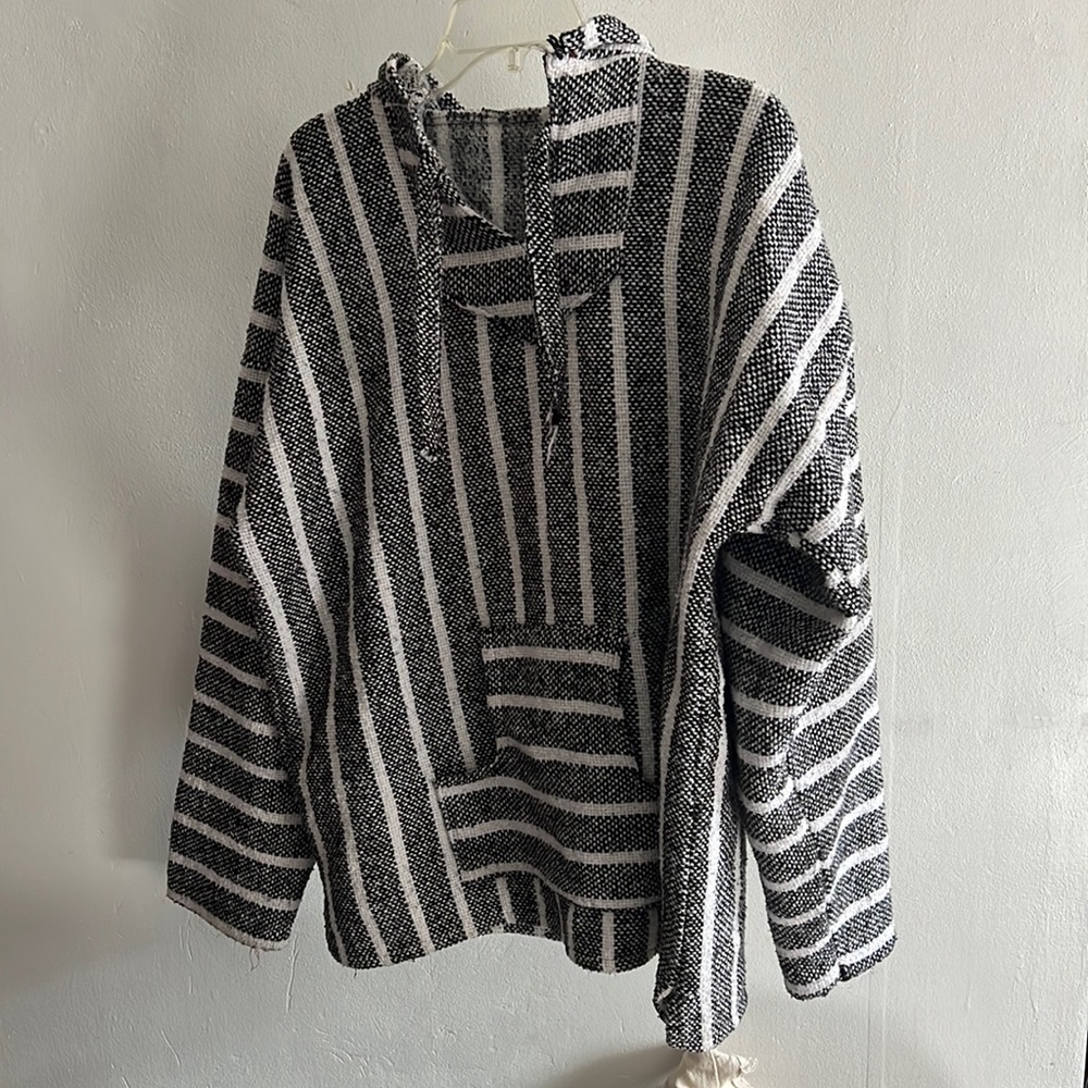 Grey and white striped hoodie (drug rug)